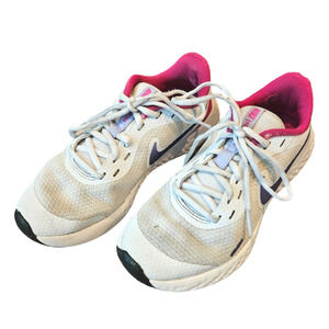 Nike Revolution Running Sneakers White Pink Youth Size 3.5